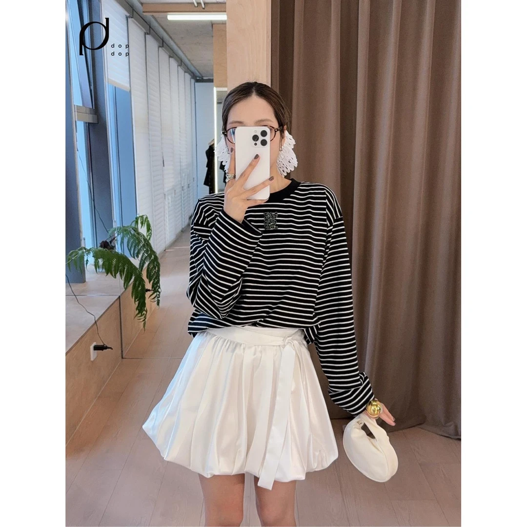 Seriase2025春百搭显瘦条纹长袖T恤女799dopdop买手店
