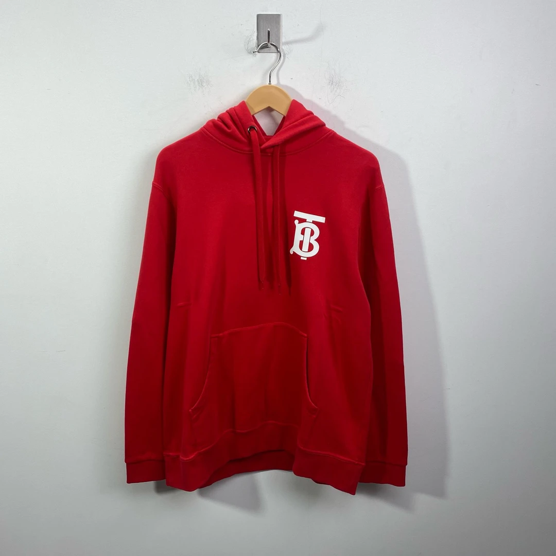 99新 BURBERRY/博柏利 红色印花带帽卫衣 准新 L码 #3613