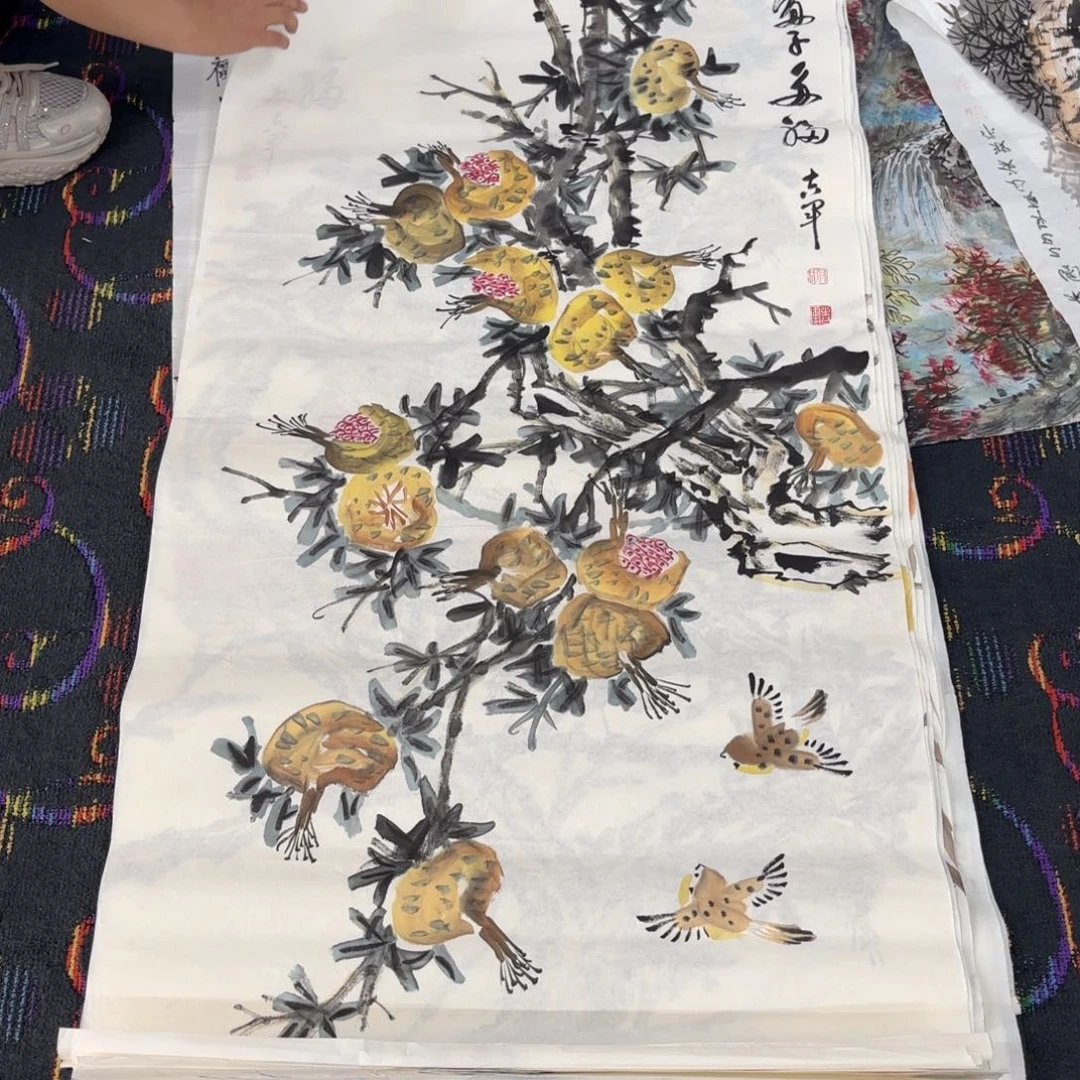 国画四尺花鸟作品童