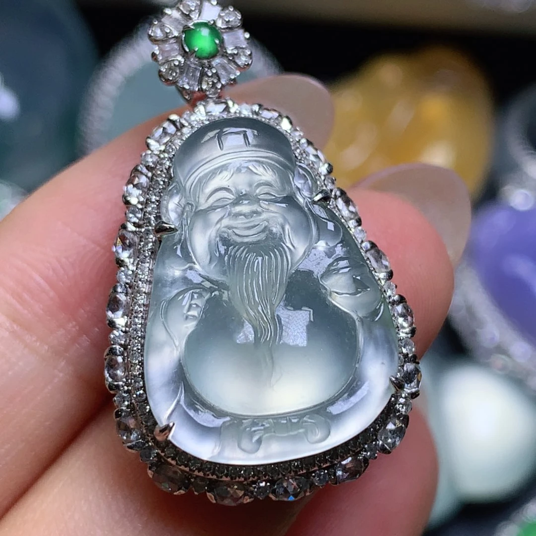 颈饰18K金镶嵌翡翠翡翠