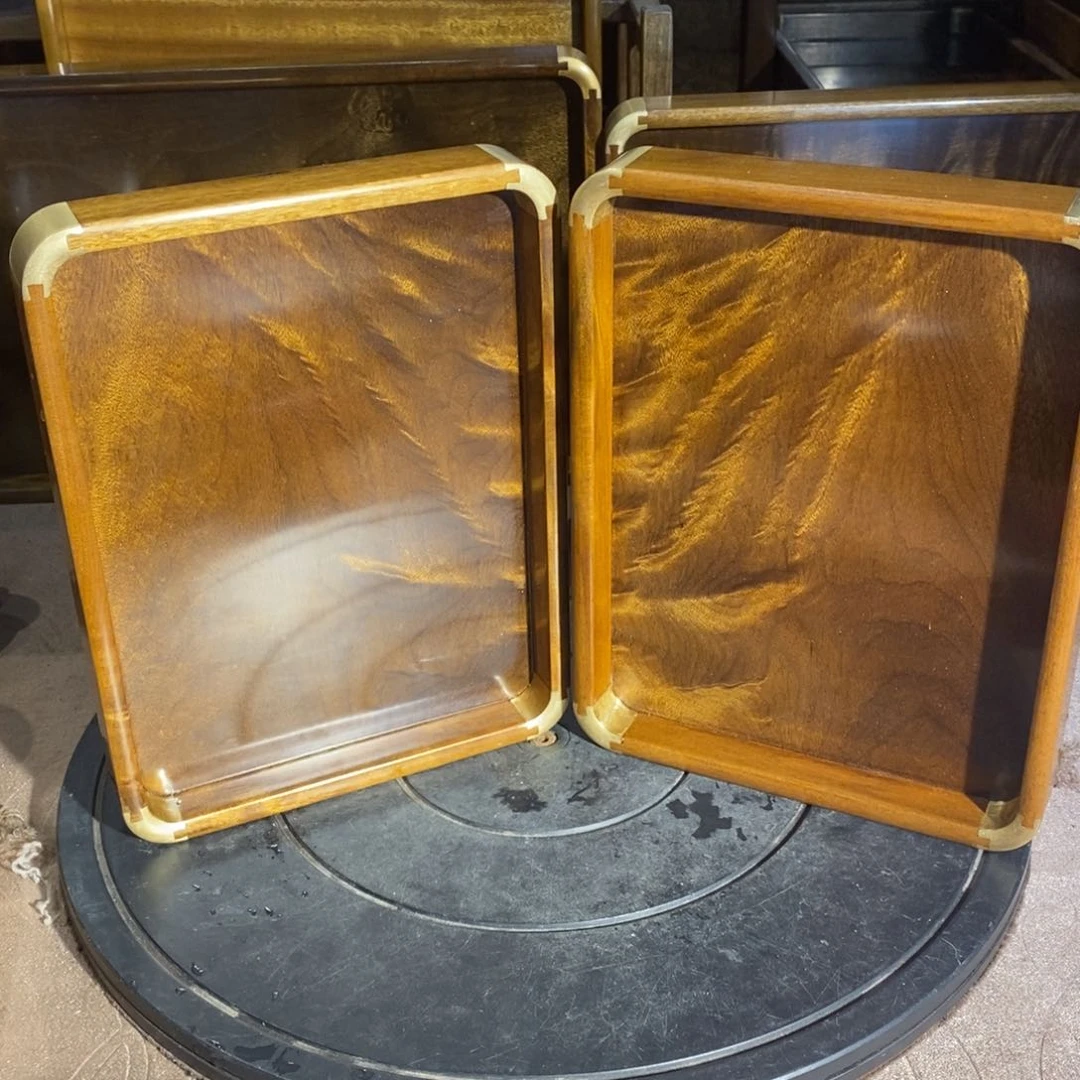 金丝楠石*一对文成盘