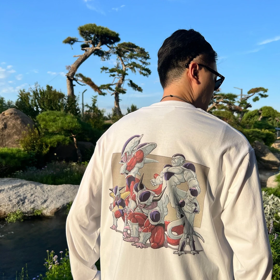 YXY【七龙珠弗利萨系列】动漫二次元美式复古T恤休闲长袖情侣直喷秋