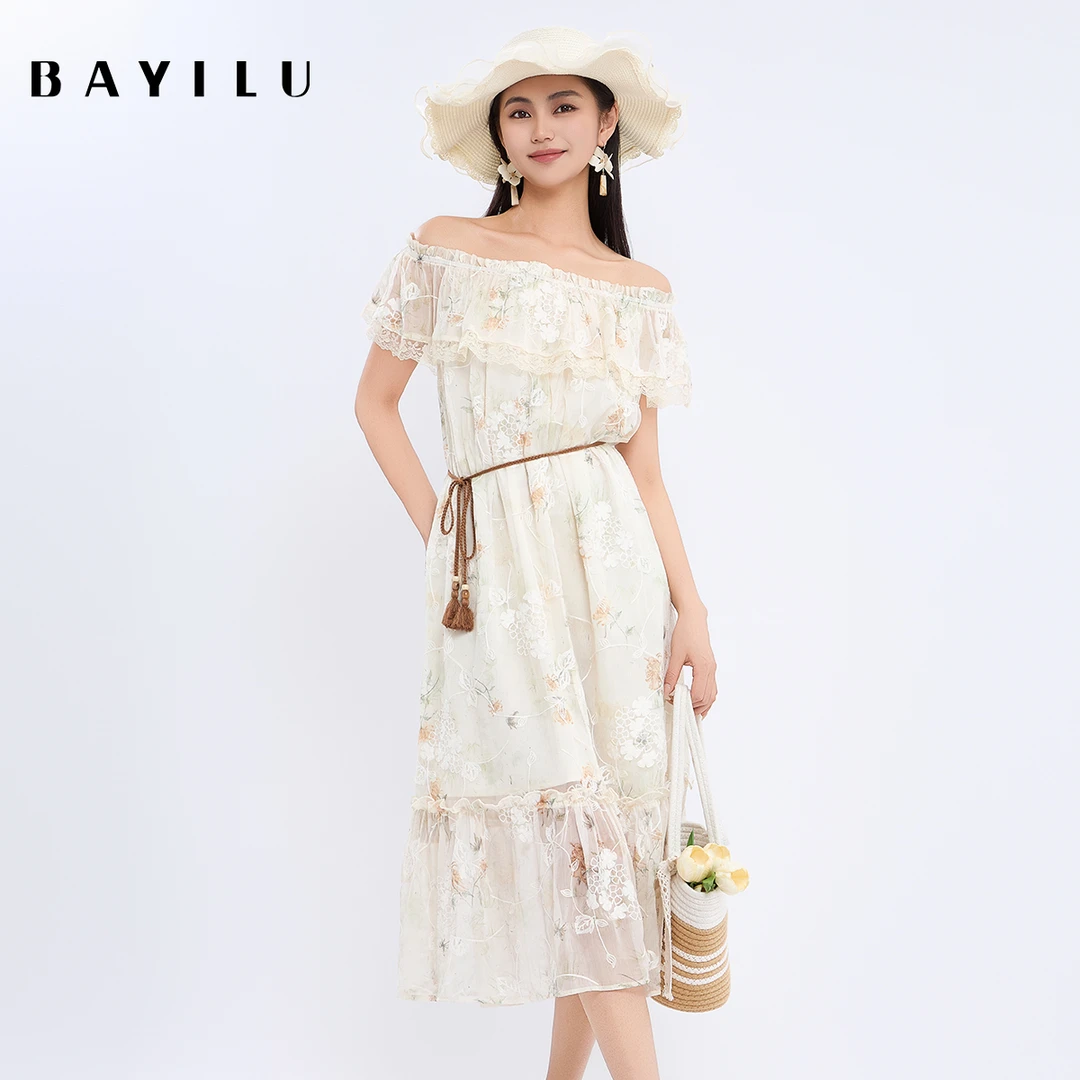 【黄蓉推荐】芭依璐女装夏季新款法式时尚连衣裙95L7829Z