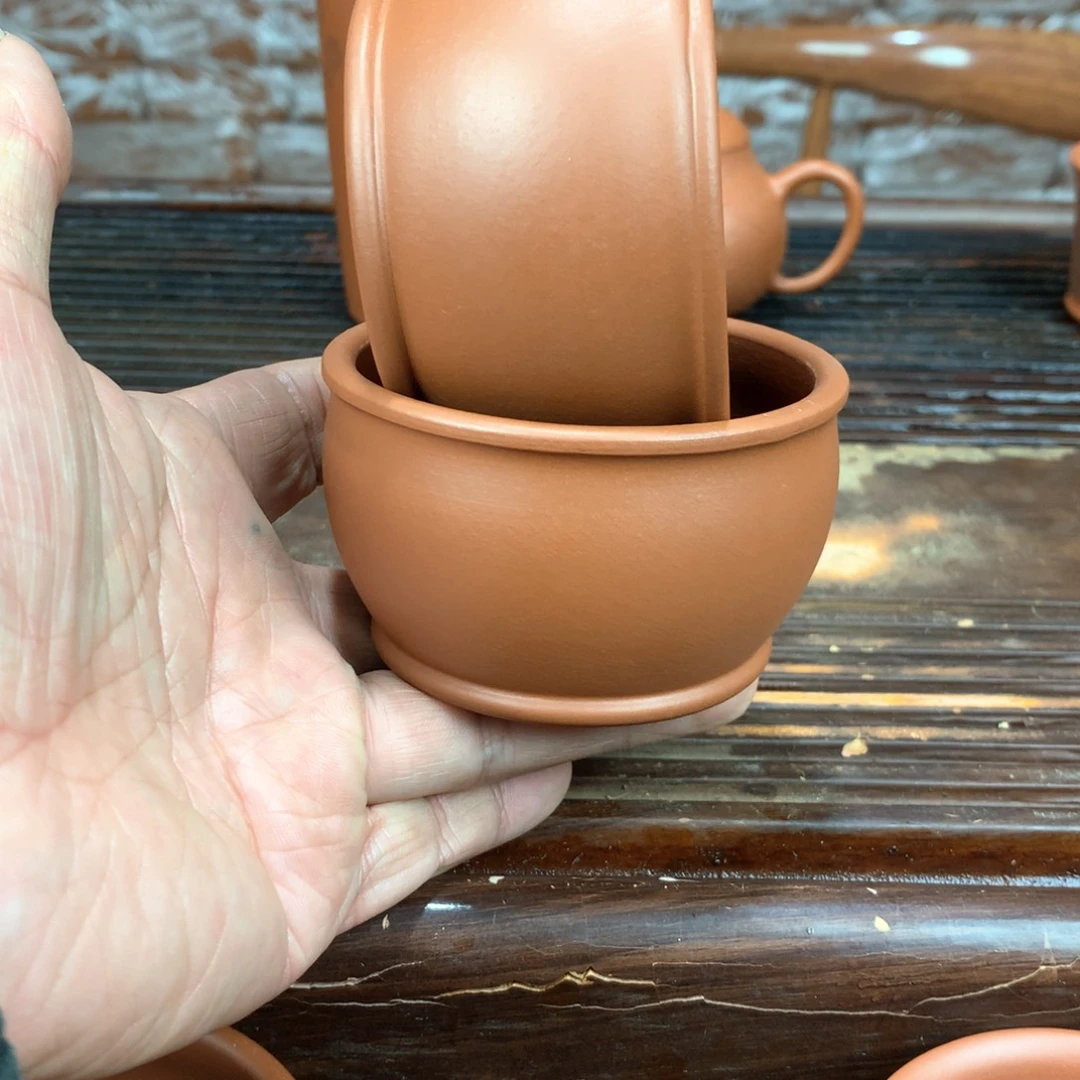 紫砂茶壶原矿赵庄朱泥主人杯两只（试料）