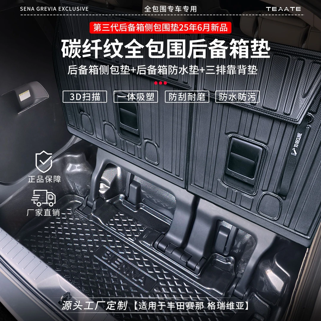 【新款】赛那格瑞维亚后备箱侧包围垫TPE碳纤纹塞纳专用定制配件