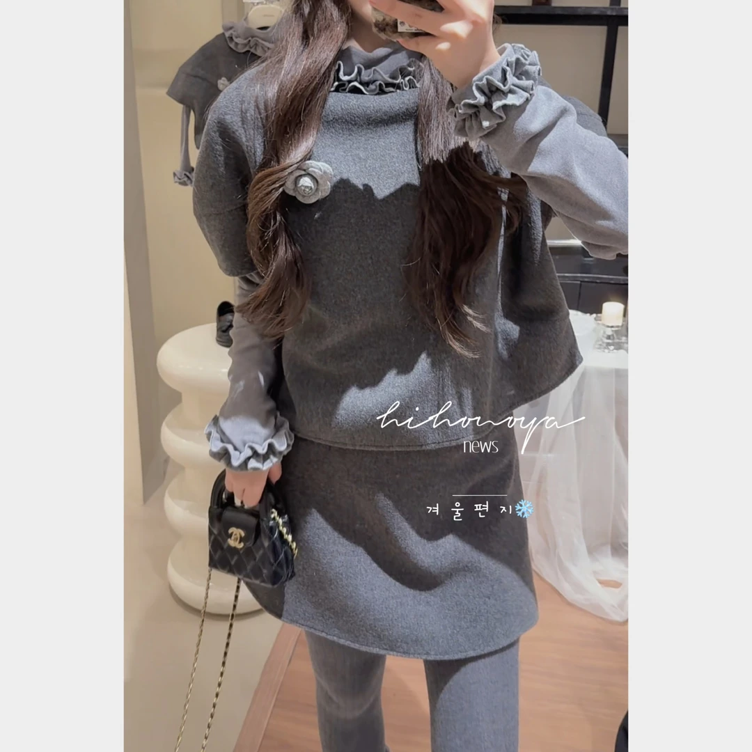 【凯莉小姐】十Hihoniya~2025冬季亲子法式小香毛呢高级马甲套装