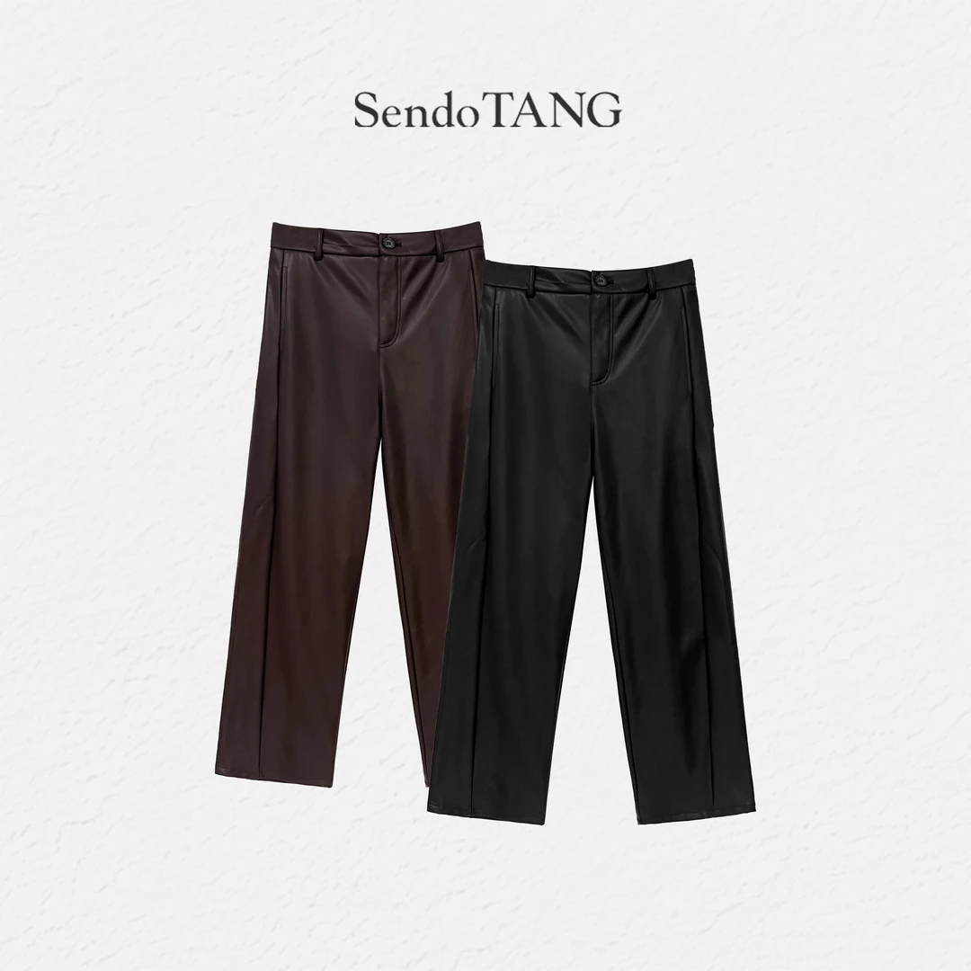 九分皮裤【不羁】胖多女装新款时尚高级感休闲百搭高腰皮裤