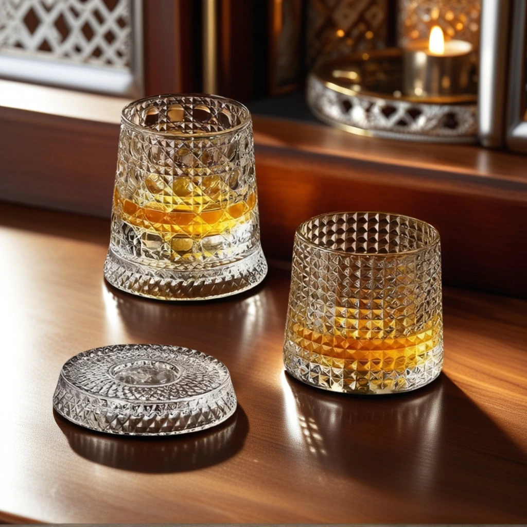 威士忌酒杯会转的杯带底座高颜值洋酒烈酒杯麦卡伦同款可旋转的杯