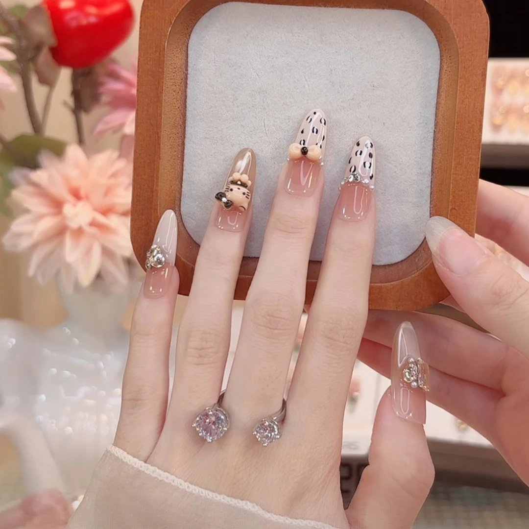 【奇迹KT猫】纯手工穿戴甲猫眼气质显白秋冬百搭款可重复佩戴美甲贴