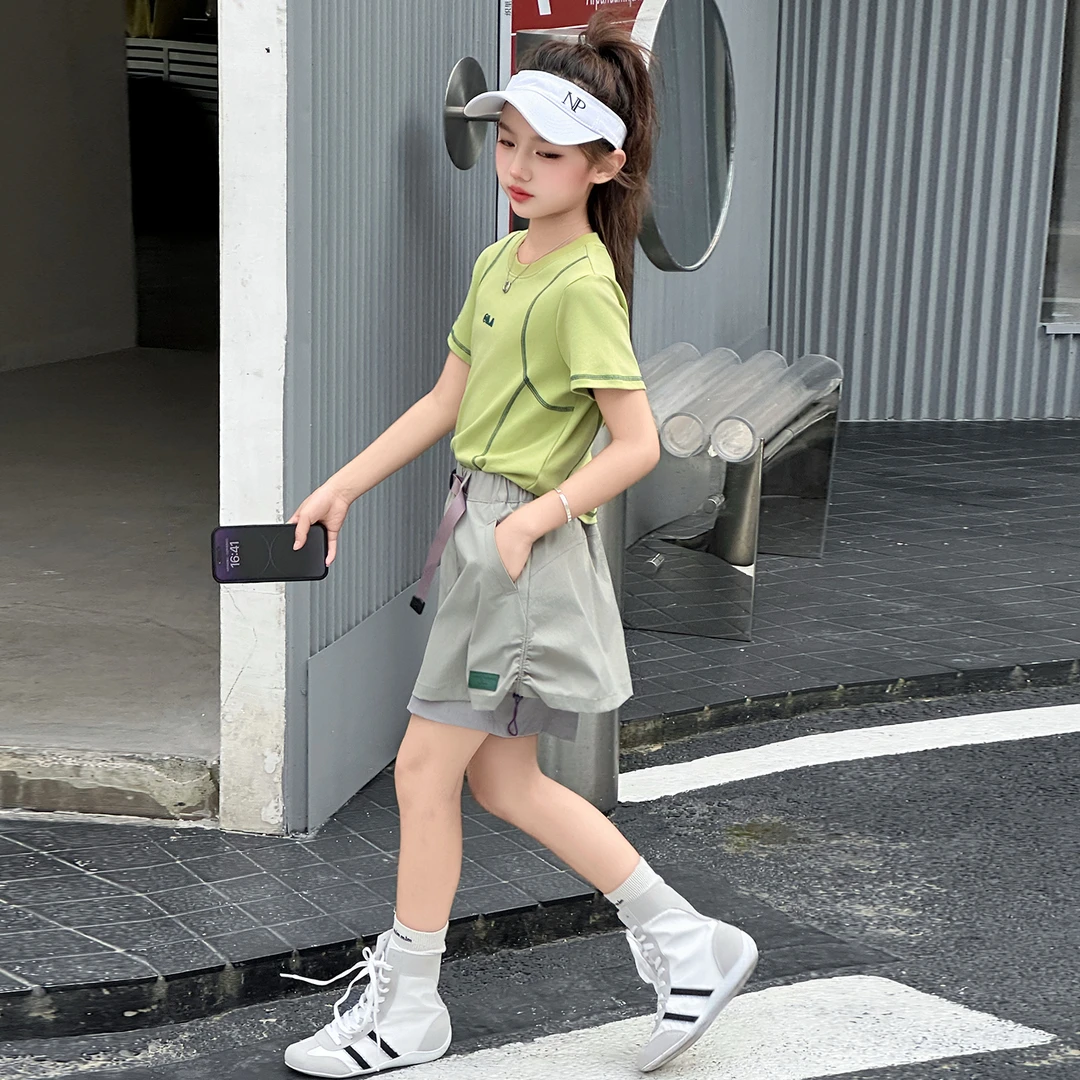 简约潮牌店铺儿童服装2025年款衣服女童装夏装套装6-12岁高级感15