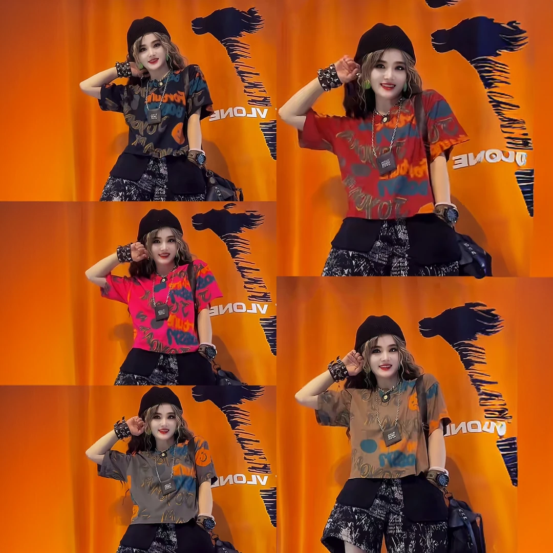 夏季新款韩版显瘦字母印花T恤女宽松百搭打底上衣时尚糖果色短袖