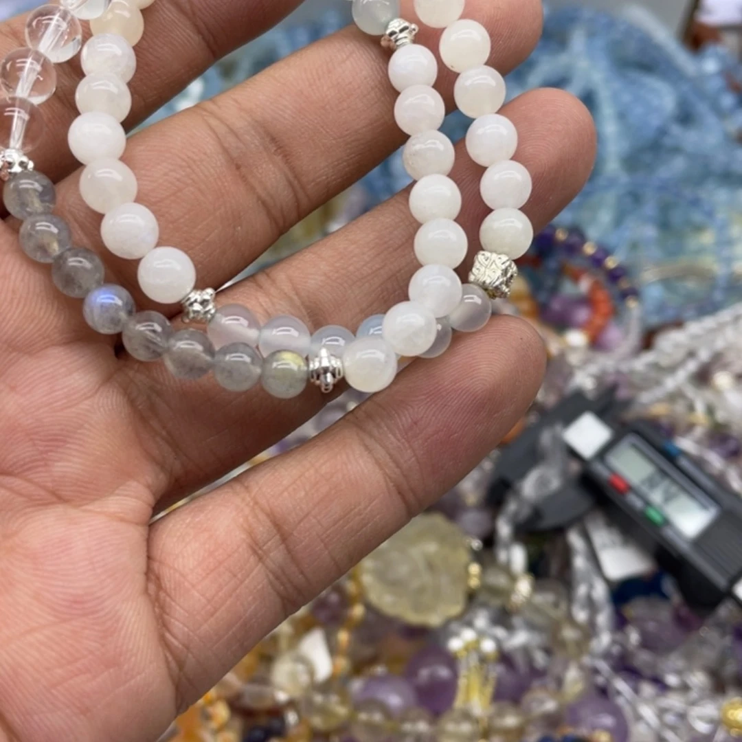银S925镶嵌手链烟晶