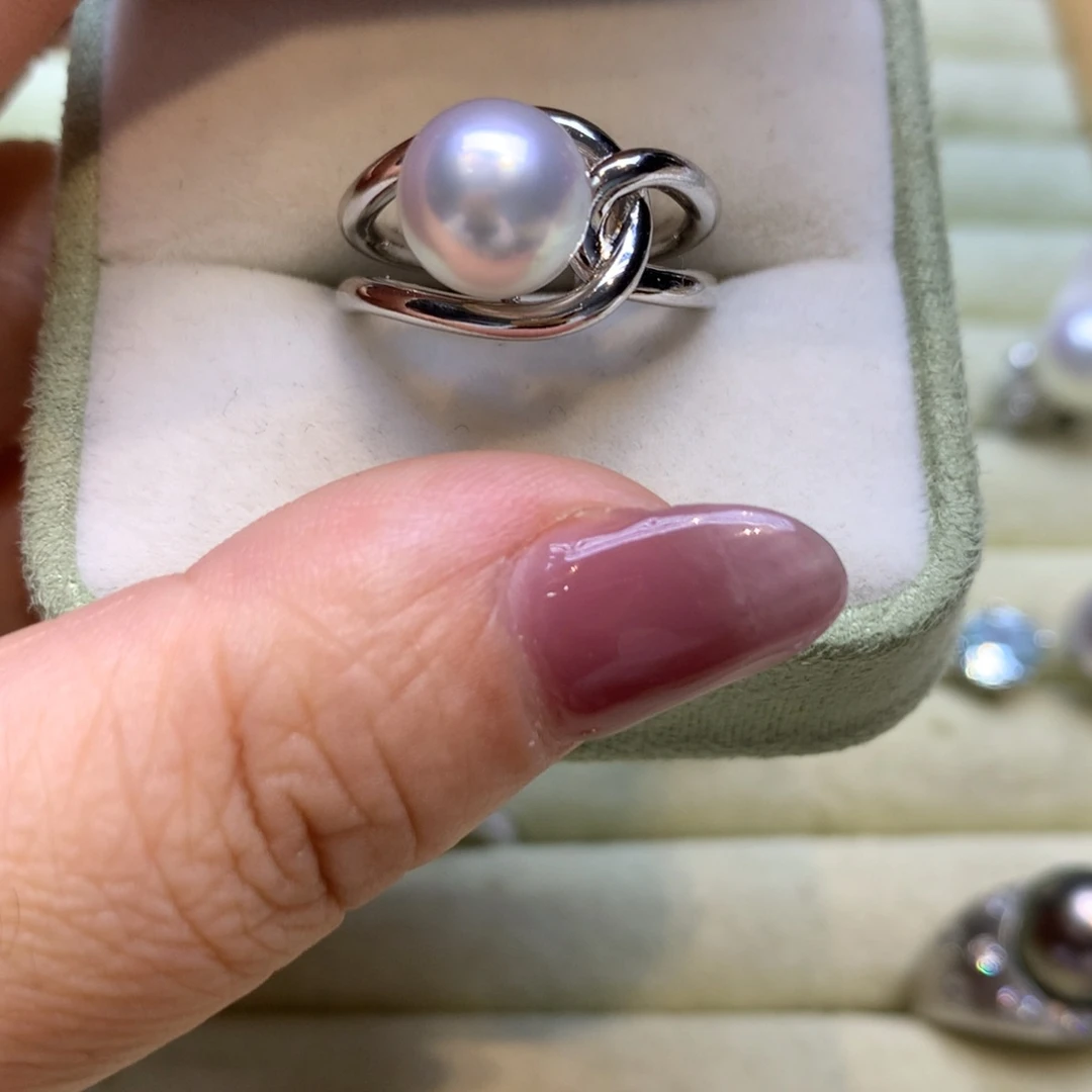 银S925镶嵌戒指海水珍珠