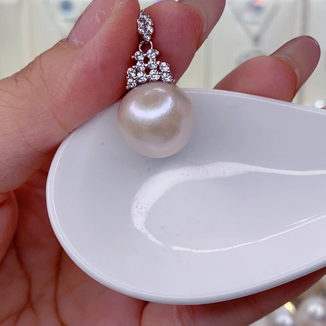 淡水珍珠银S925镶嵌吊坠(赠链)14.8