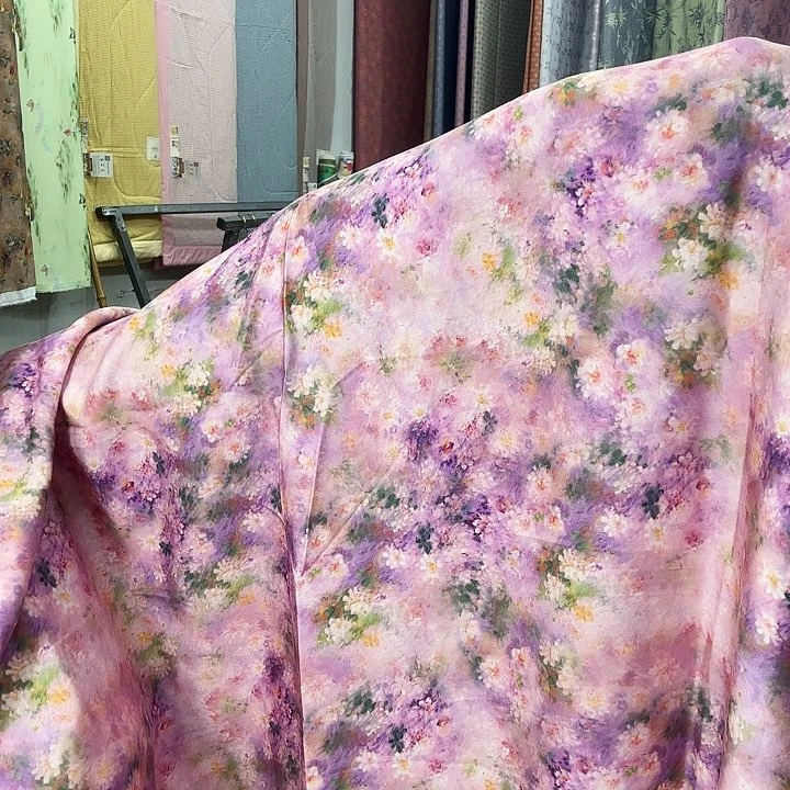 莫代尔纤维醋酸面料2米×1.5米布头紫色花海