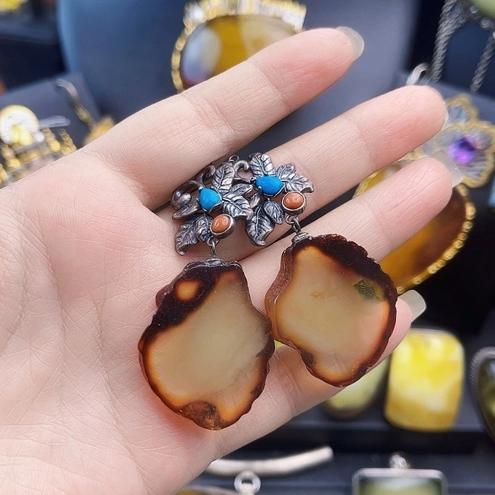 琥珀银S925镶嵌裸石