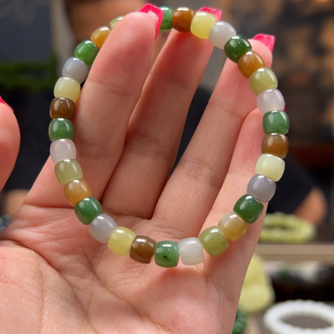 和田玉未镶嵌颈饰7毫米直切多宝