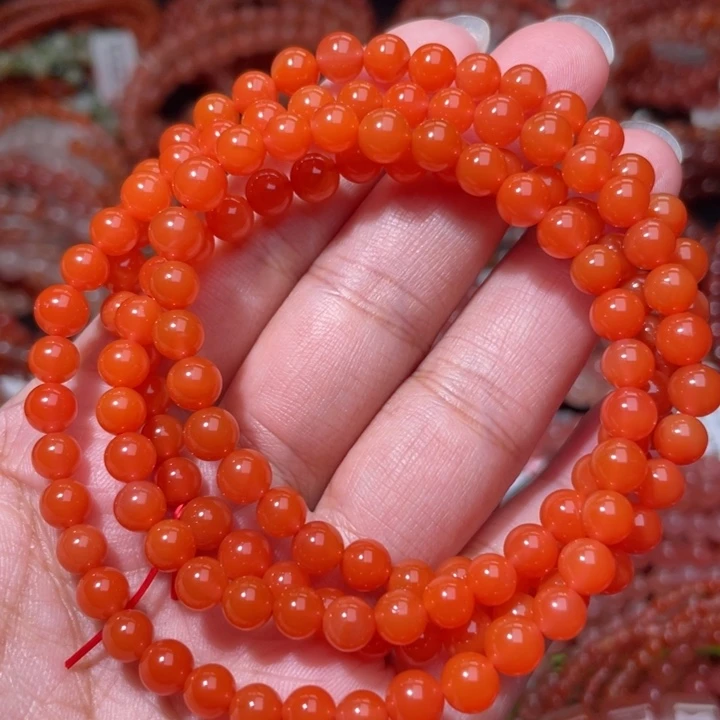 南红玛瑙未镶嵌樱桃红多圈5+