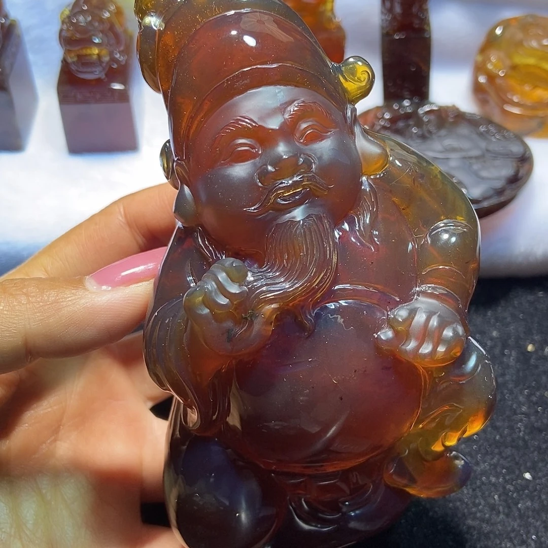 琥珀颈饰未镶嵌财神摆件