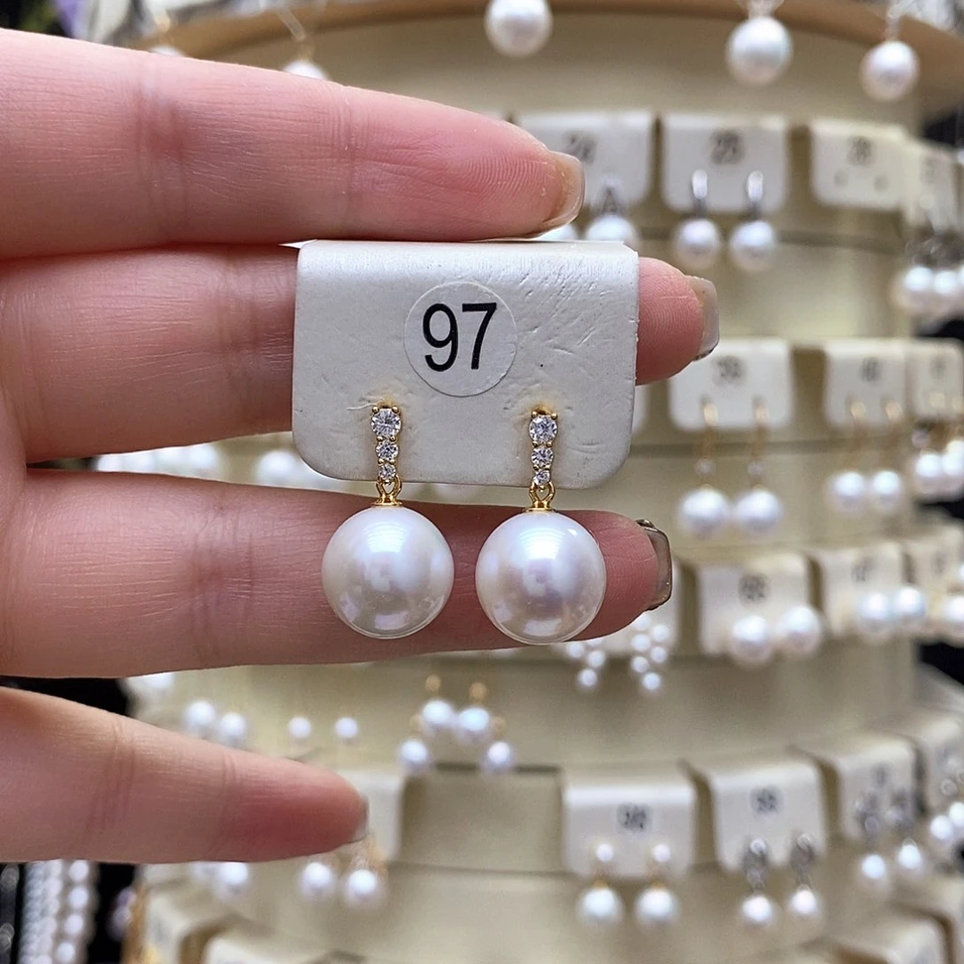 银S925镶嵌淡水珍珠耳饰