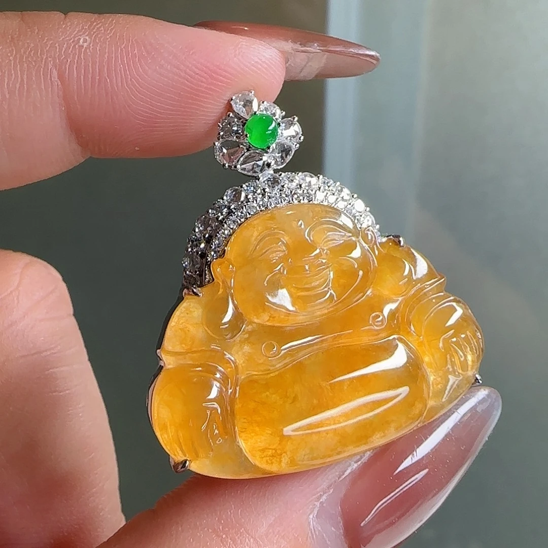 翡翠18K金镶嵌颈饰天然翡翠