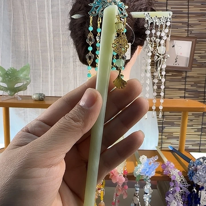 蛇纹石玉合金发饰