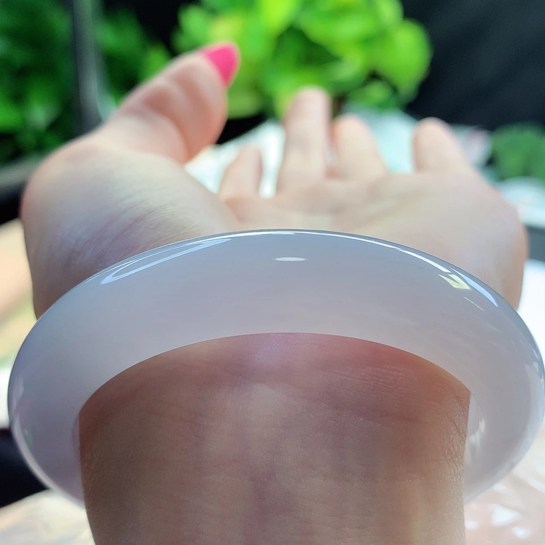 未镶嵌手镯翡翠天然A货翡翠54-55泥鳅背 水蜜桃 甜甜蜜