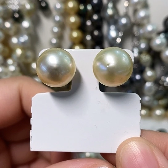 海水珍珠耳饰银S925镶嵌12.9