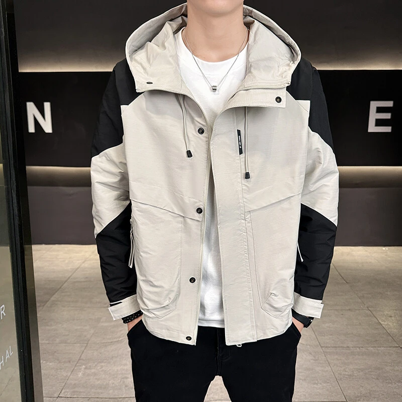 2025春季新款男士时尚潮流修身连帽夹克修身休闲外套帅气百搭