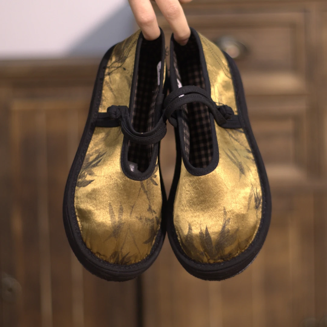 民族风系扣布鞋鞋子古装中国风传统平底一脚蹬老北京千层底布鞋