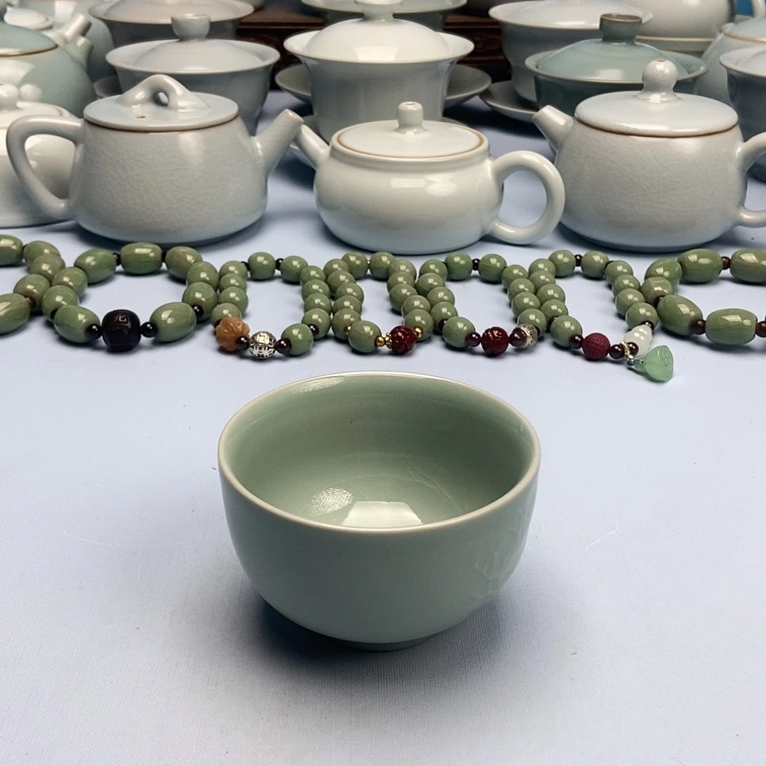 杯翠绿月下独酌杯原矿原釉原产地