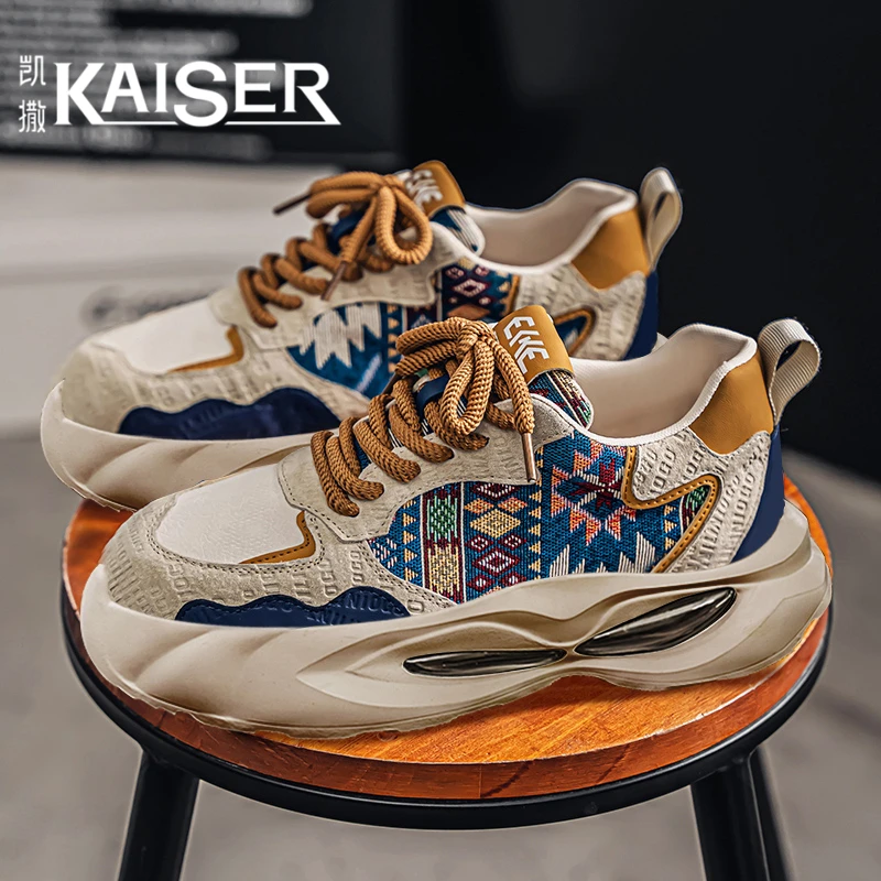KAISER/凯撒·男鞋春季新款小众潮流运动鞋男士厚底增高休闲老爹鞋