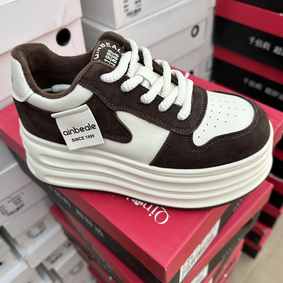 B6155新款超轻厚底牛皮板鞋