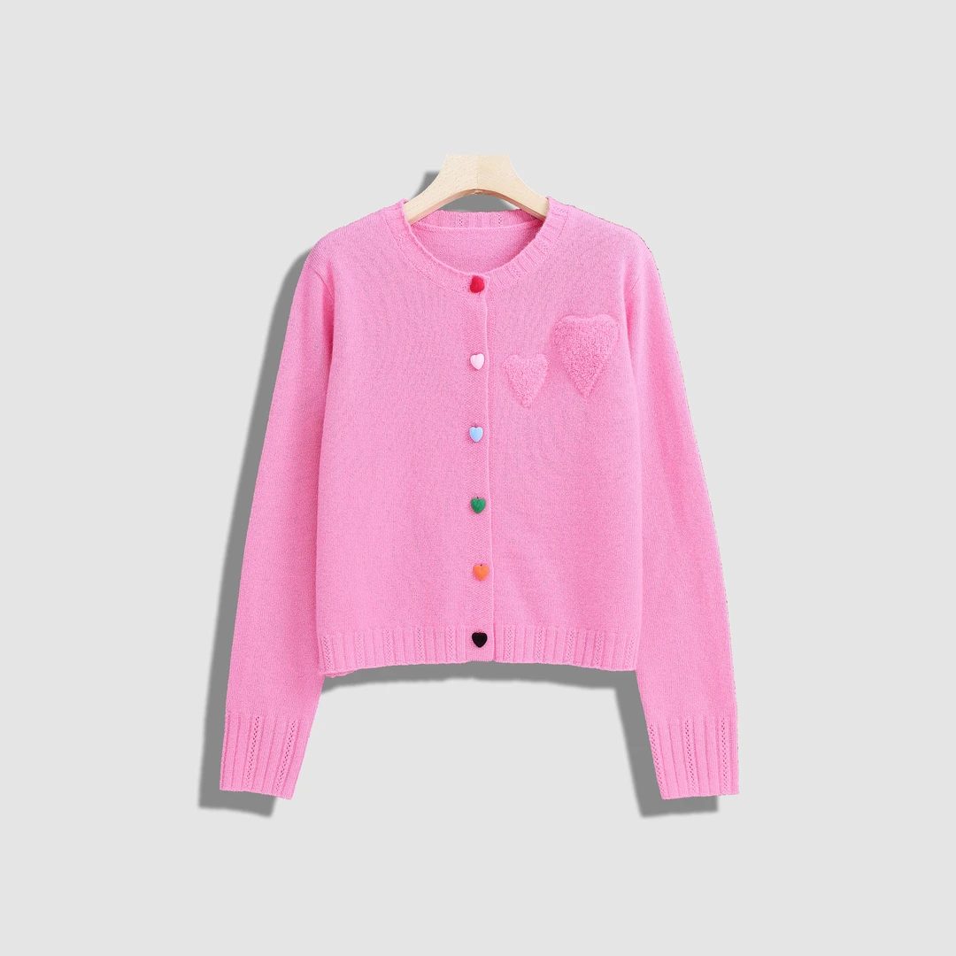 【蕊蕊】多巴胺彩色纽扣圆领针织衫-Y12925-GB