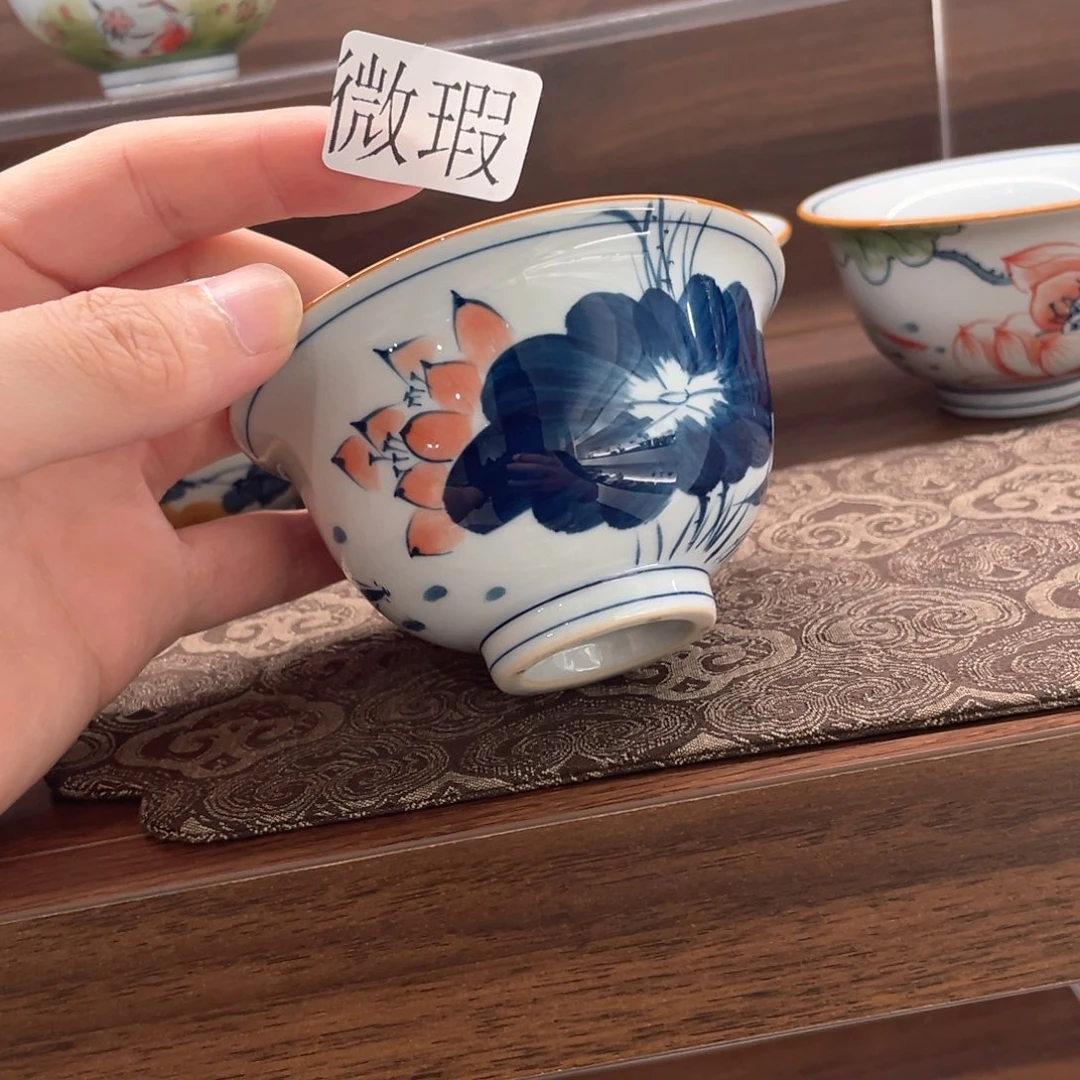 釉下手绘茶具微瑕