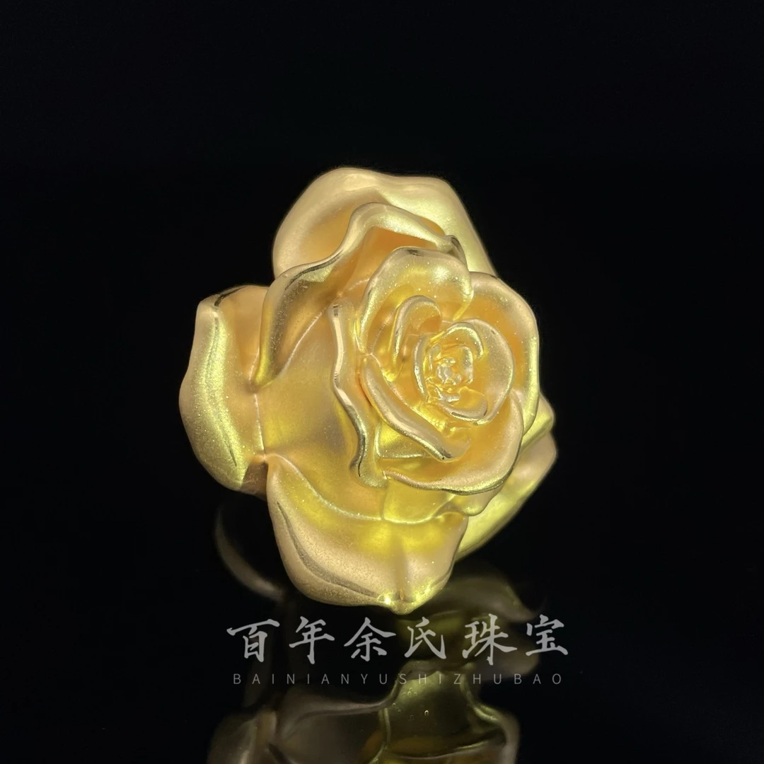 玫瑰花-足金999黄金5D大款女戒12克净金重14固口