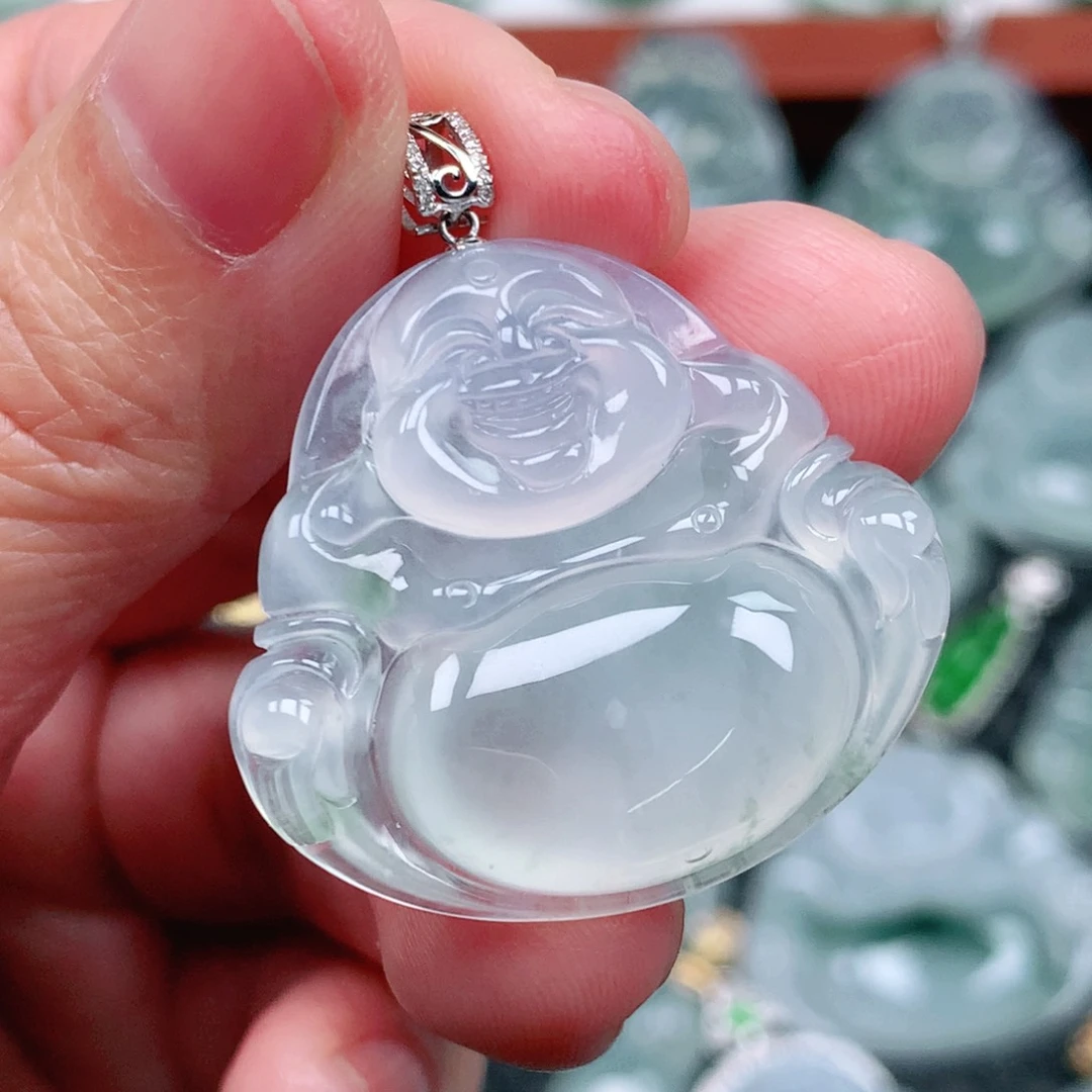 翡翠吊坠(不含链)18K金镶嵌