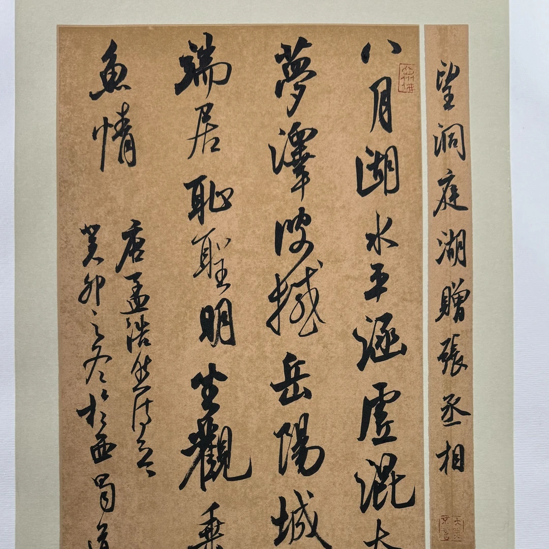 陈道建书法作品望洞庭湖赠张丞相诗一首23*46厘米蜡染