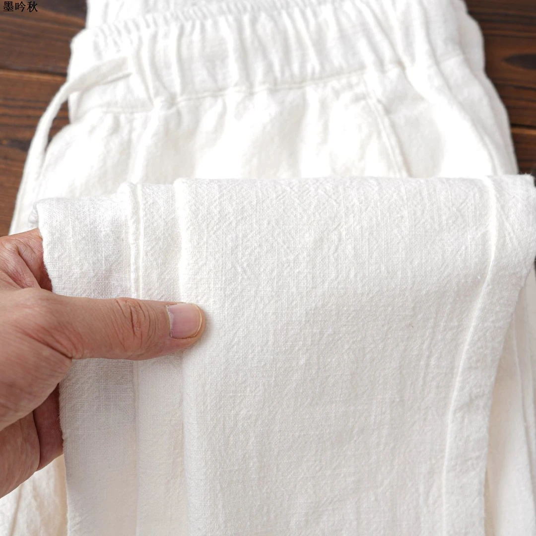 苎麻棉麻裤子男士春季白色2025新款直筒亚麻休闲九分裤冰丝裤春装