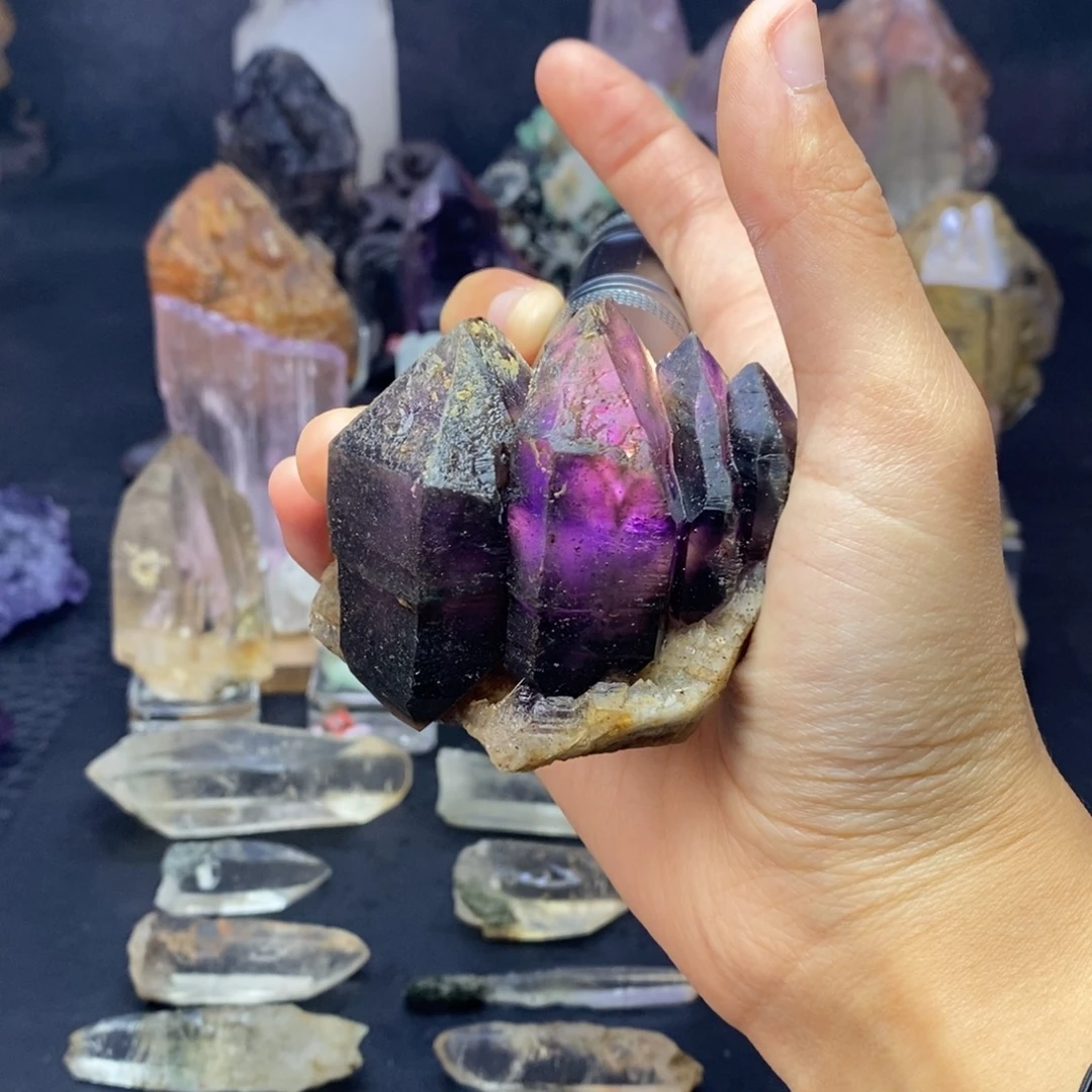 水晶摆件未镶嵌马岛紫骸骨多尖城堡