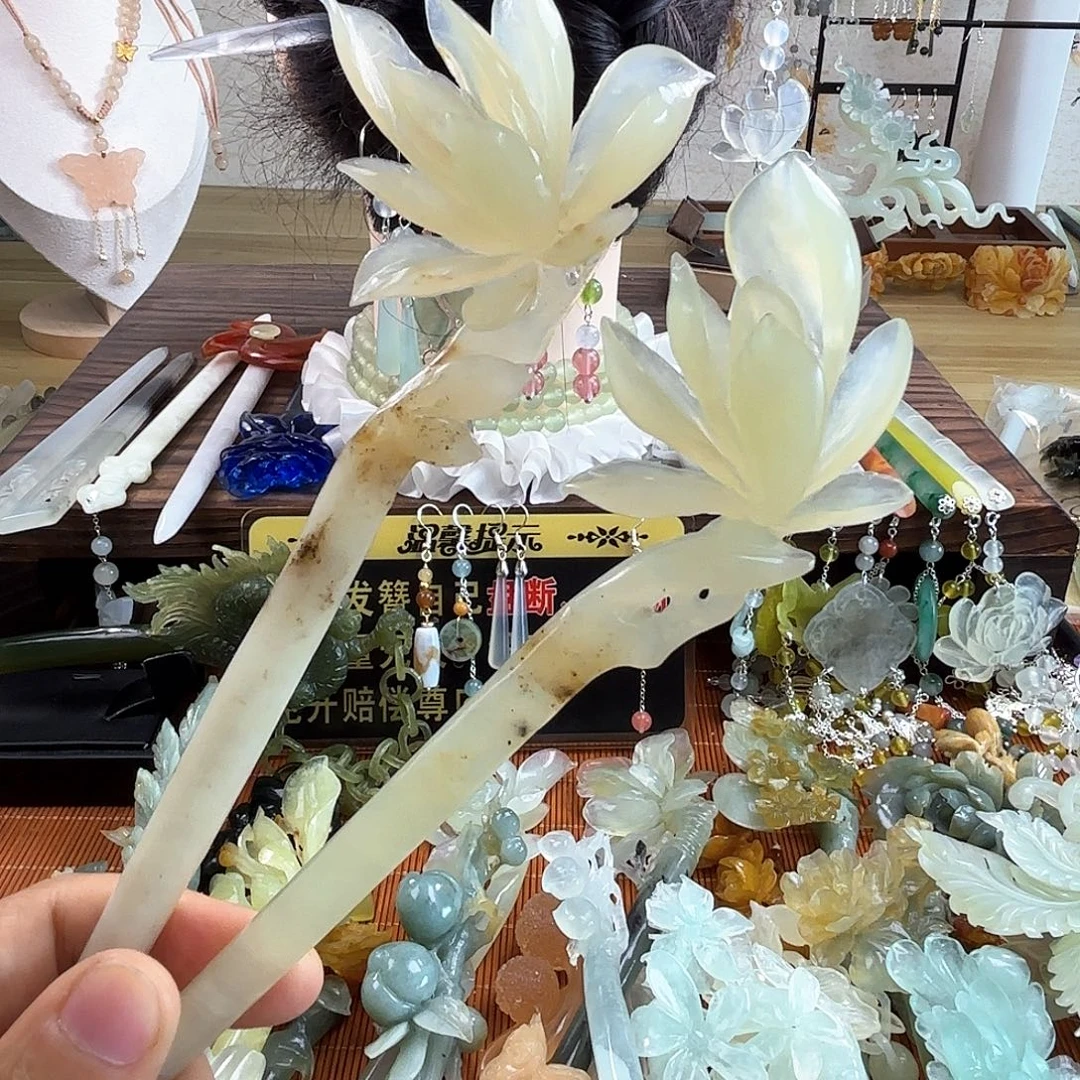 合金蛇纹石玉发饰一支价格