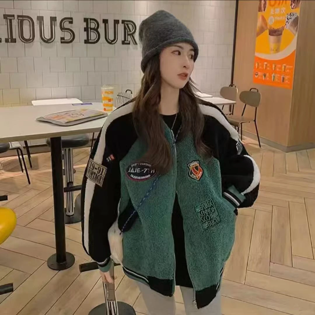 27082 冬欧货拼接撞色刺绣加厚外套 WT/0115