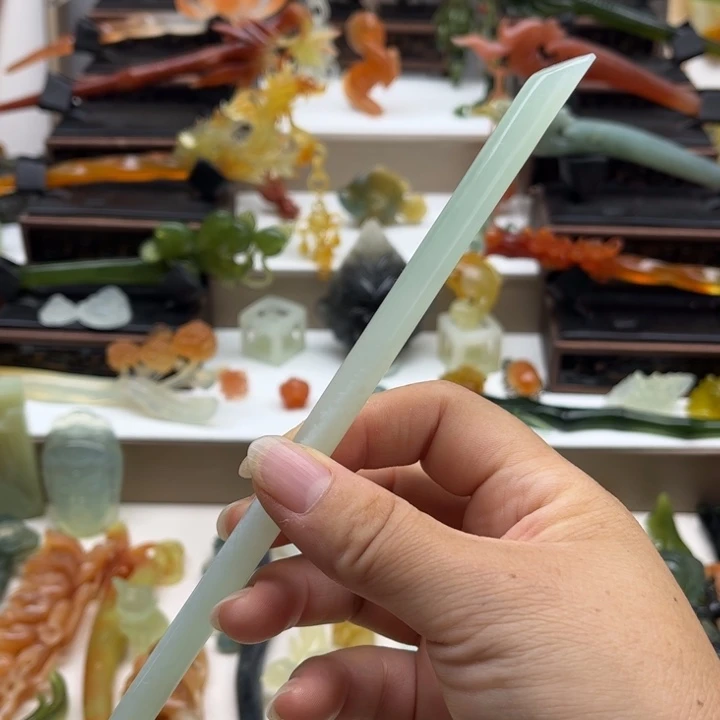 未镶嵌蛇纹石玉岫玉发簪