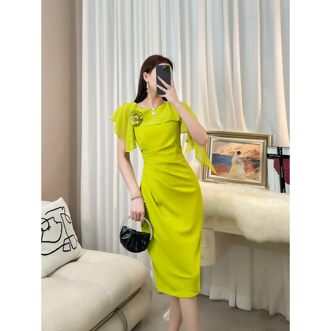 【MD·宵夜】2025茶歇法式名媛设计感时尚收腰连衣裙