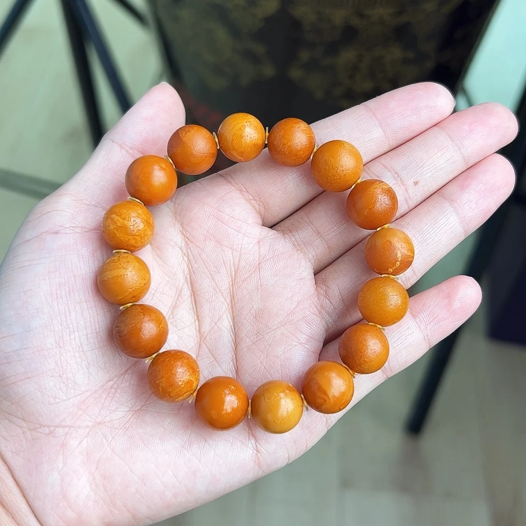 手链琥珀未镶嵌12M橘皮老蜡