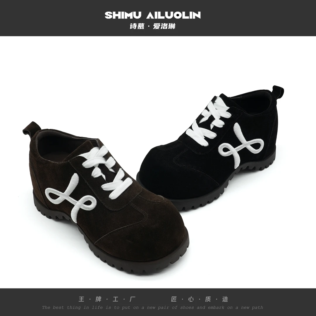 诗慕·爱洛琳【跳动音符】潮流百搭女士透气休闲女款真皮厚底懒人鞋