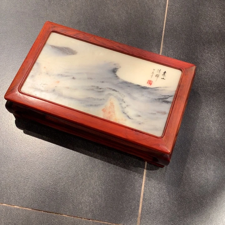 木（红木类）微凹黄檀云石长方底座30/18