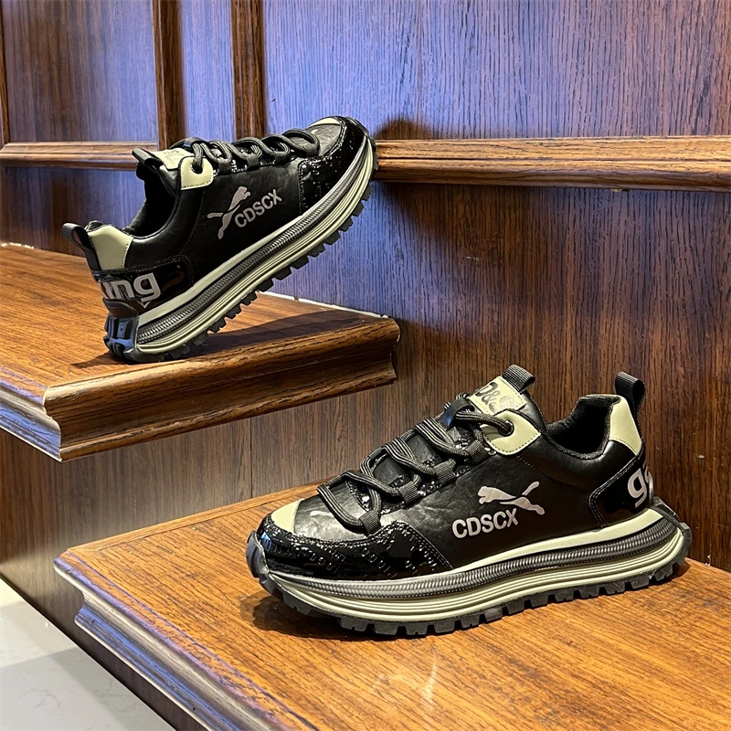 男鞋2025秋季新款舒适厚底增高阿甘鞋潮流拼色低帮透气运动休闲鞋