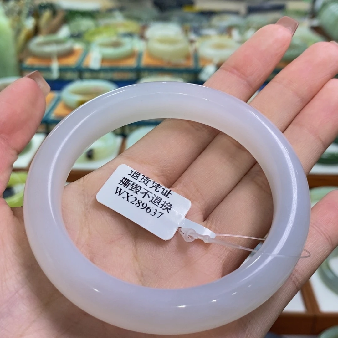 未镶嵌手镯和田玉青海高冰白月光59/60