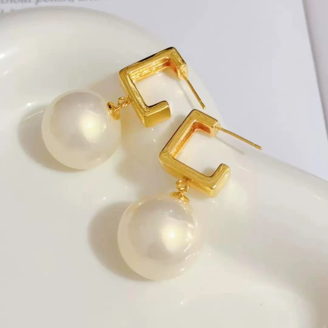 铜合金仿珍珠耳饰 几何小众设计感珍珠耳环女2025灵动气质耳钉